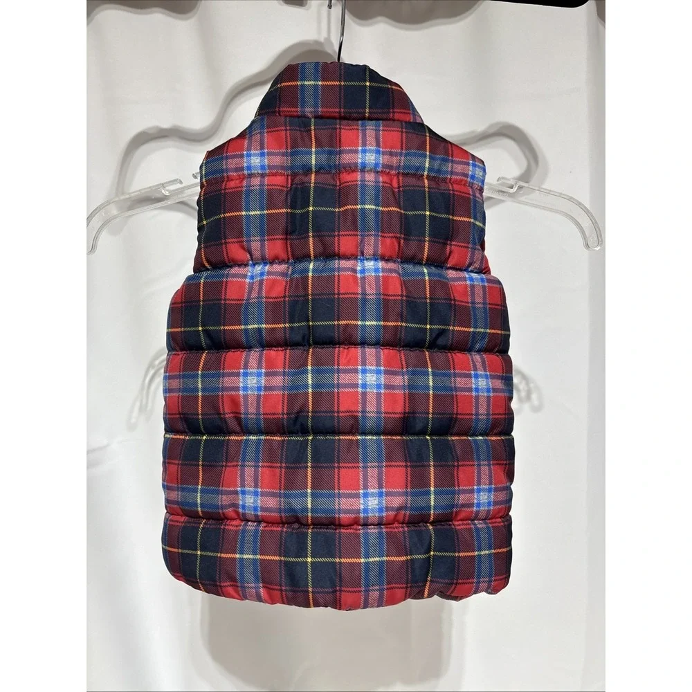 Tommy Hilfiger Red Plaid Varsity Puffer‎ Vest Size 18 months Pockets